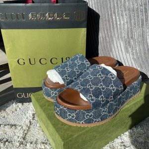 Gucci Denim Sandals/ Slide 55mm